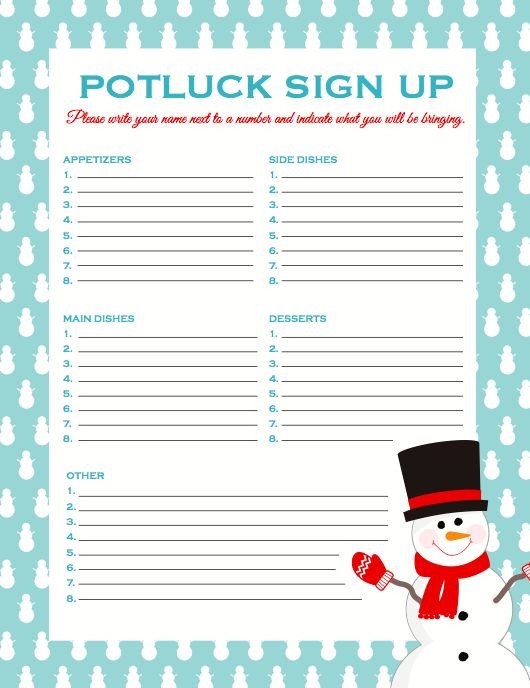 Potluck Signup Sheet Template Freebies Printables — Fun Mittee