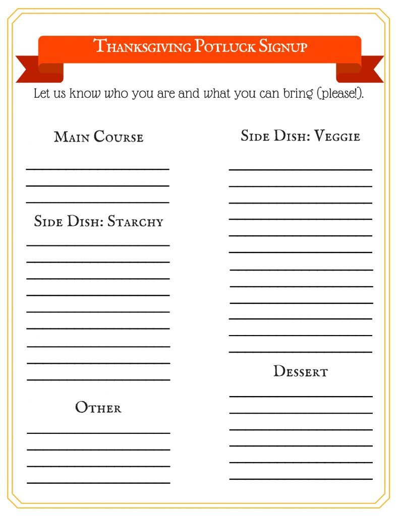 Potluck Signup Sheet Template This Free Thanksgiving Potluck Signup Sheet Makes Your Big