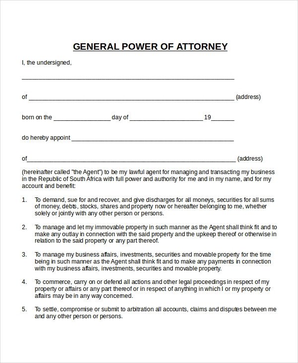 Power Of attorney Example 16 Power Of attorney Templates Free Sample Example