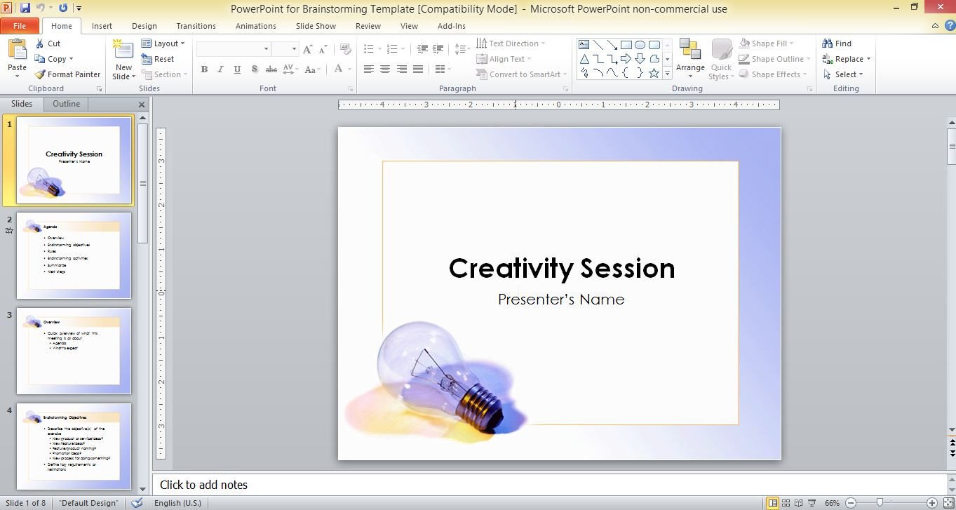 Powerpoint Presentation Outline Example Powerpoint for Brainstorming Template