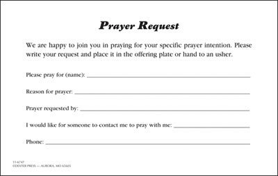 Prayer Request Card Template Prayer Request Card