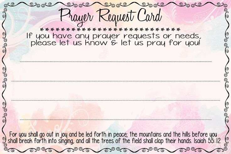 Prayer Request Card Template Prayer Request Cards
