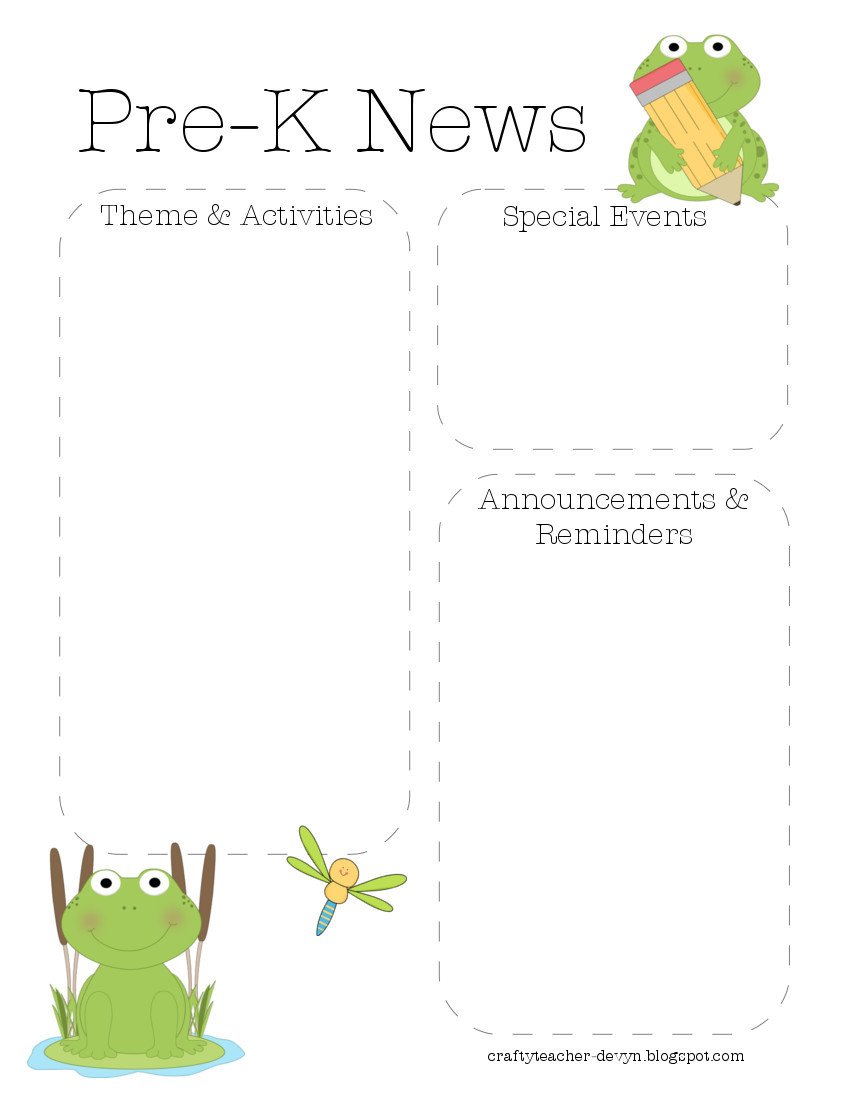 Pre K Newsletter Templates Frog Pre K Newsletter Template