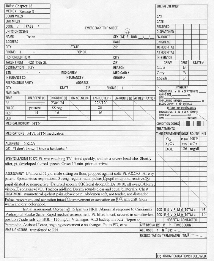 Prehospital Care Report Template 22 Of Patient Care Report Template