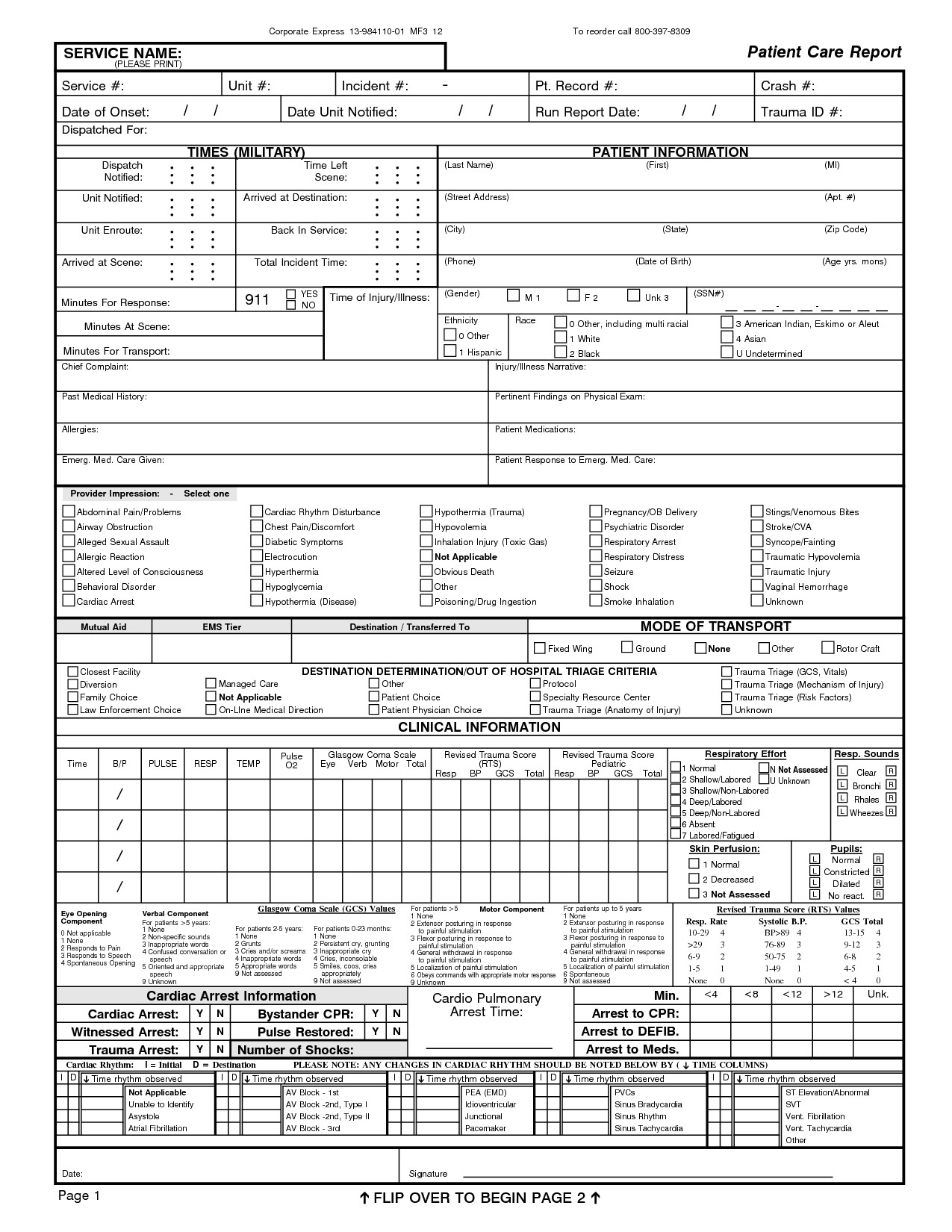 Prehospital Care Report Template 8 Best S Of Ems Run form Ems Patient Care Report