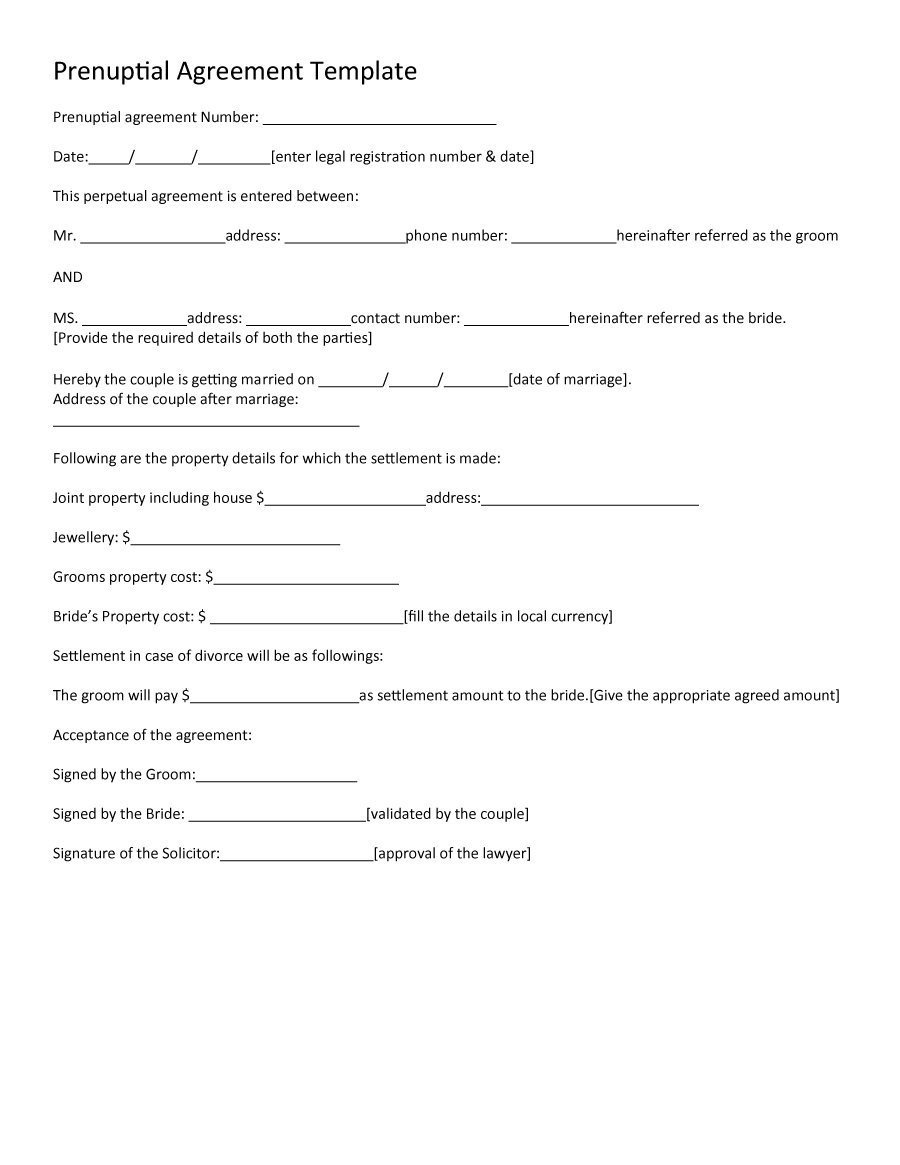 Prenuptial Agreement Template Word 30 Prenuptial Agreement Samples &amp; forms Template Lab