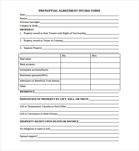 Prenuptial Agreement Template Word Prenuptial Agreement 8 Download Documents In Pdf