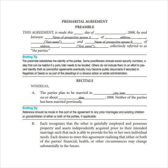 Prenuptial Agreement Template Word Prenuptial Agreement Template 8 Word Pdf formtas