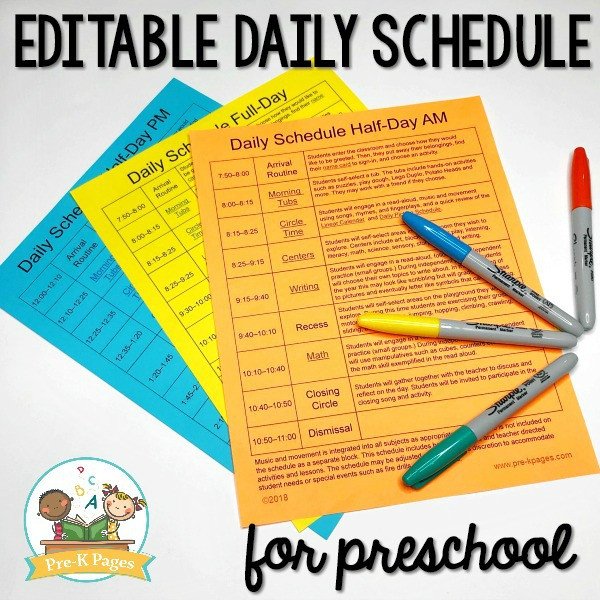 Preschool Daily Schedule Template Preschool Daily Schedule and Visual Schedules