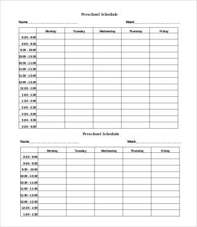Preschool Daily Schedule Template Preschool Schedule Template 7 Free Word Pdf Documents
