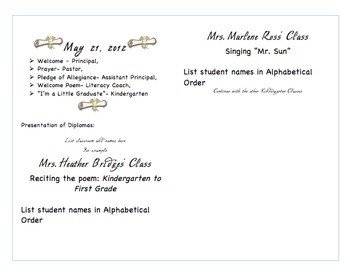 Preschool Graduation Programs Template Kindergarten Graduation Program Template by Heather