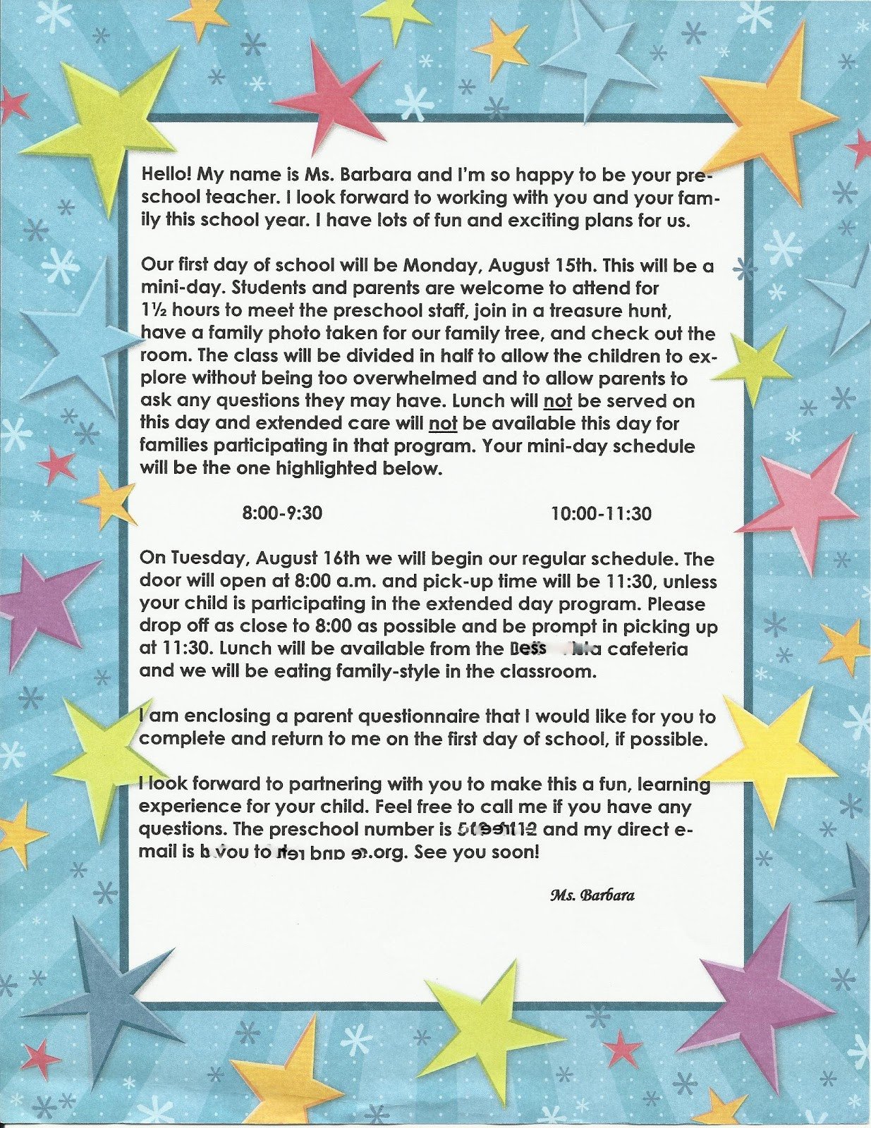 Preschool Welcome Letter Template for the Children Preschool Time Wel Ing Parents and