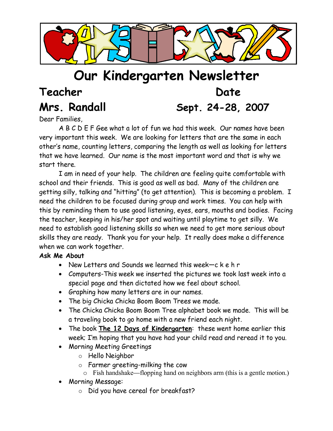 Preschool Welcome Letter Template Sample Wel E to Kindergarten Letters