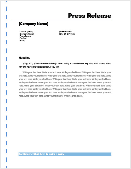 Press Release Template Word Press Release Template – Microsoft Word Templates