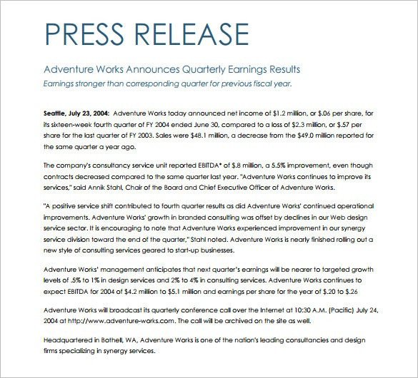Press Release Template Word Press Release Template Word