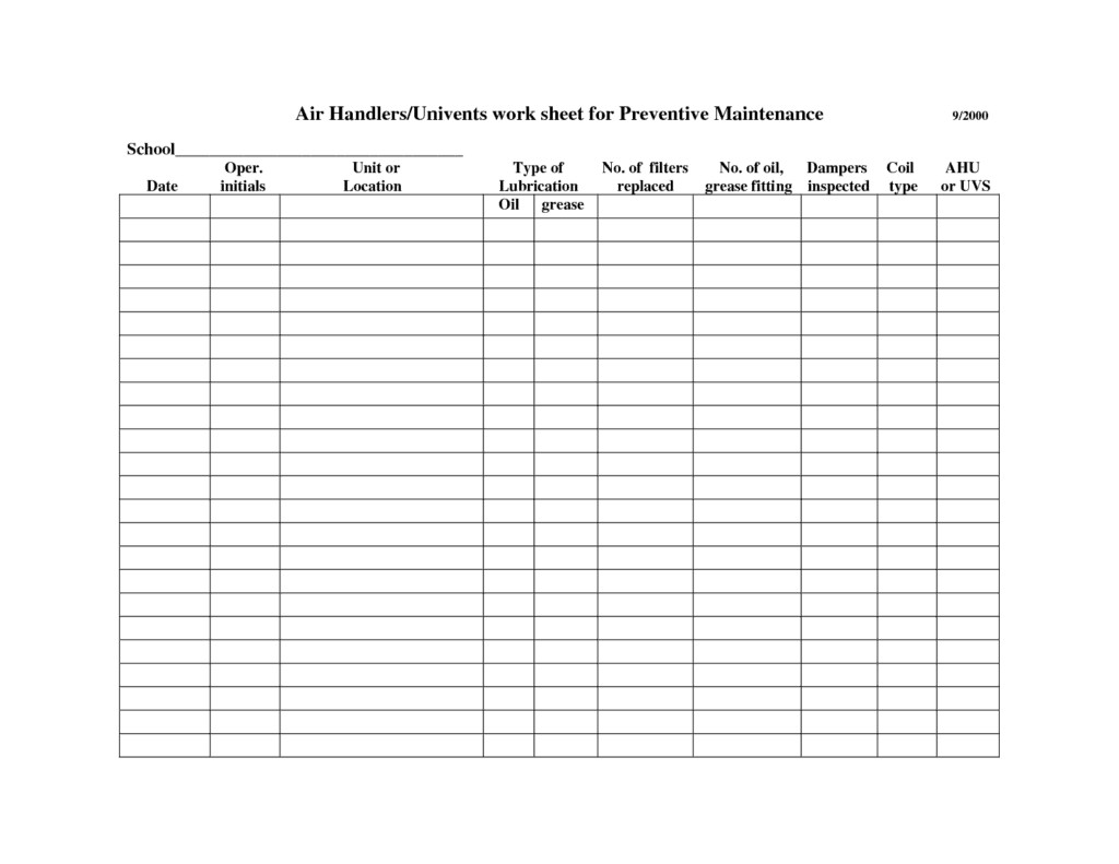 Preventive Maintenance Schedule Template Excel 7 Facility Maintenance Checklist Templates Excel Templates