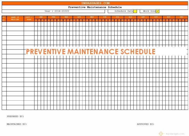 Preventive Maintenance Schedule Template Excel Preventive Maintenance Schedule Template Excel