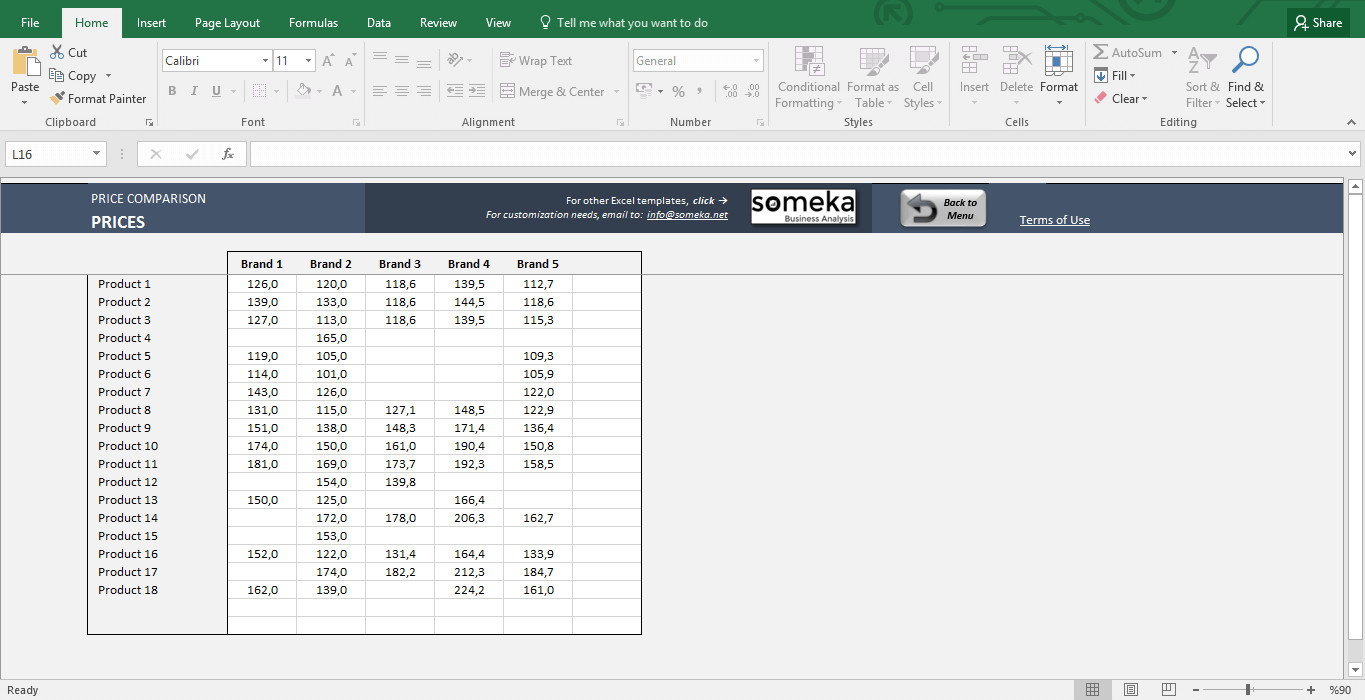 Price Comparison Excel Template Price Parison and Analysis Excel Template for Small