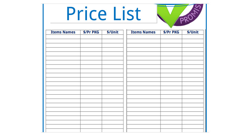 Price List Template Excel 20 Price List Templates – Word Excel Pdf formats for