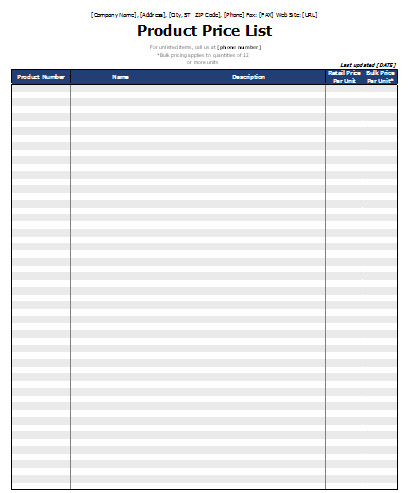 Price List Template Excel 8 Price List Templates to Make Any Kind Of Price List