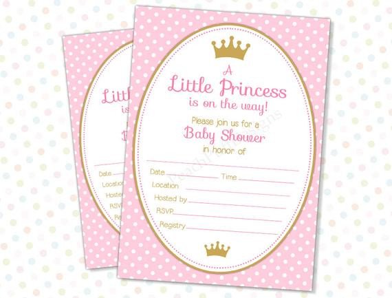 Princess Baby Shower Invitations Templates Items Similar to Princess Baby Shower Invitation Instant