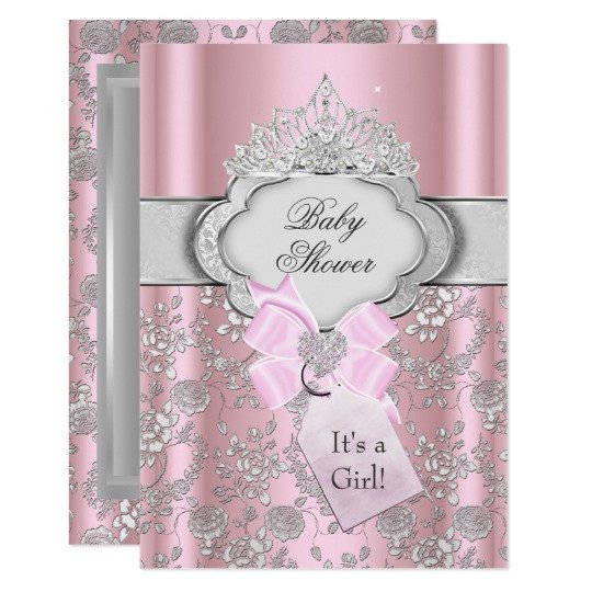 Princess Baby Shower Invitations Templates Pretty Bow Tiara Princess Baby Shower Invitation