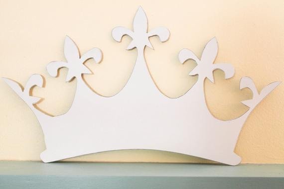 Princess Crown Cut Out Metal Distressed White Queen Princess Crown by