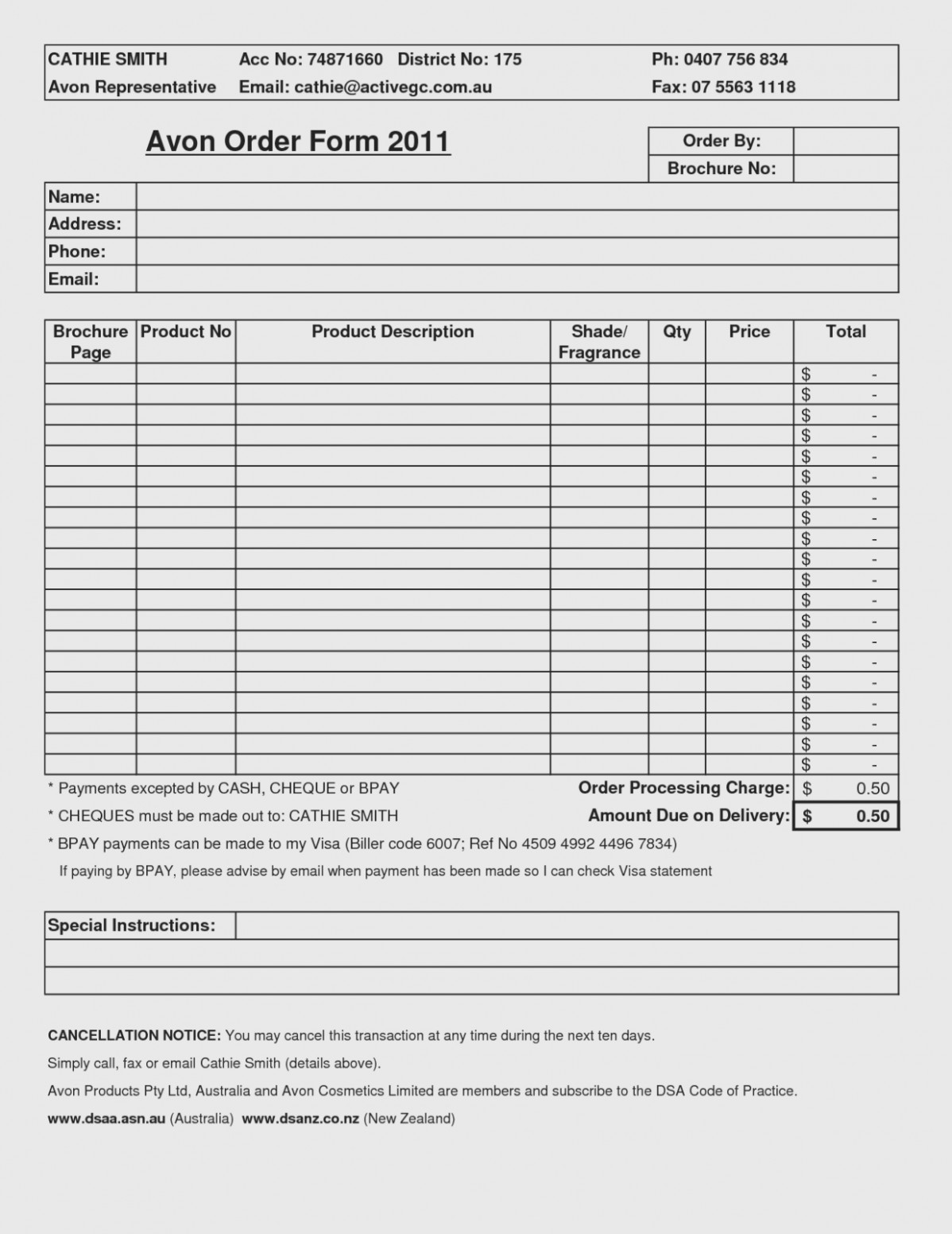 Printable Avon order forms 14 Various Ways to Do Free