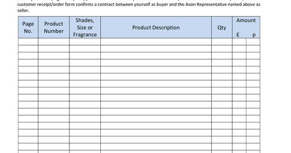 Printable Avon order forms Avon order form 2010 I Like This order form Make Sure to