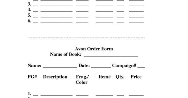 Printable Avon order forms Avon order form[print This] by Avonladymellisa