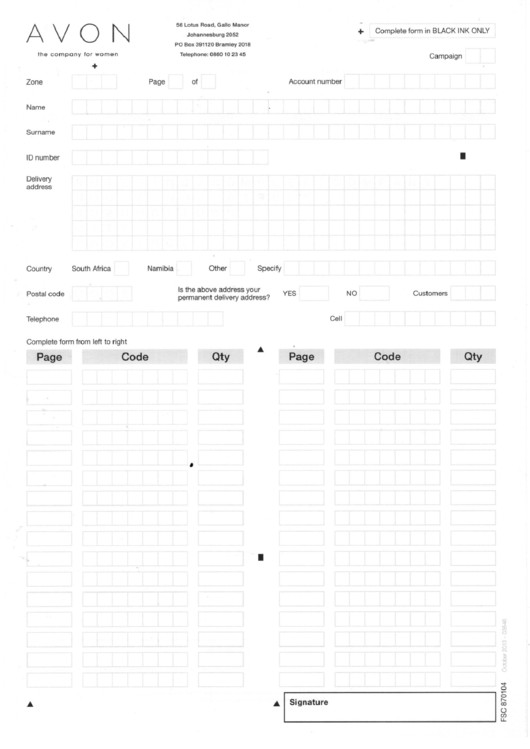 Printable Avon order forms top 5 Avon order form Templates Free to In Pdf format