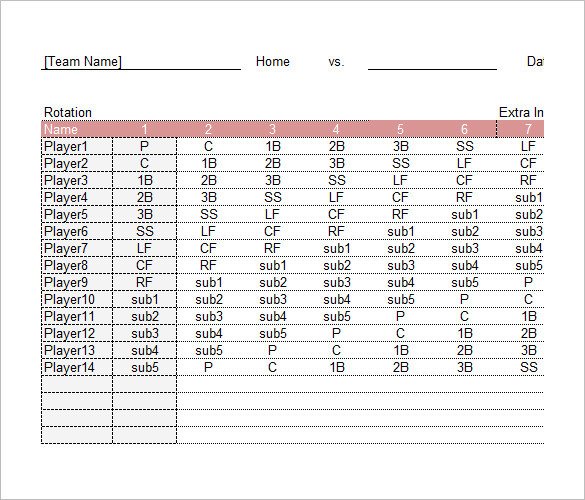 Printable Baseball Lineup Cards 28 Of Printable Baseball Roster Template Excel