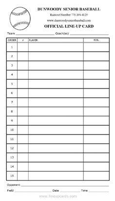 Printable Baseball Lineup Cards Free Baseball Lineup Sheets Printable