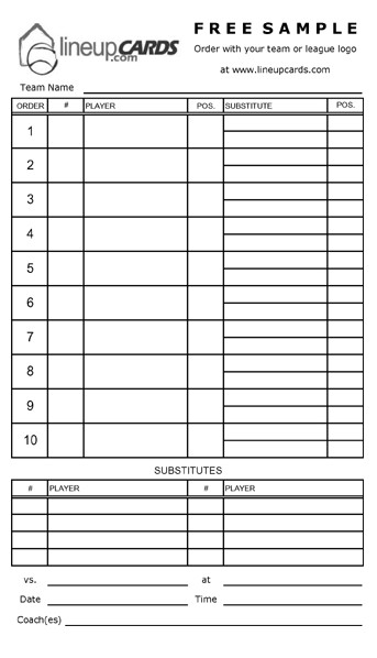Printable Baseball Lineup Cards Silly Human Nature Bat Your Best Hitter Second