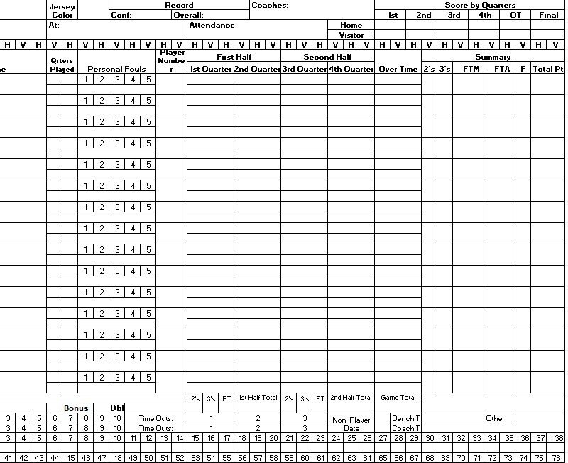 Printable Basketball Score Sheet 8 Free Sample Basketball Score Sheet Samples Printable