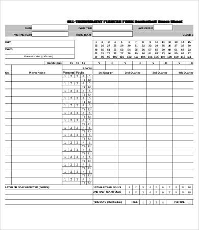 Printable Basketball Score Sheet Basketball Score Sheet 10 Free Pdf Documents Download