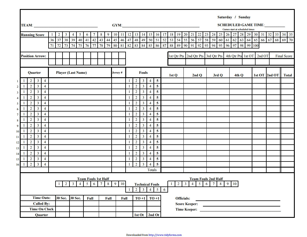 Printable Basketball Stat Sheet Basketball Score Sheet Free Download Create Edit Fill