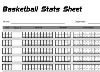 Printable Basketball Stat Sheet Printable Basketball Stats Sheet by Basketballxpert