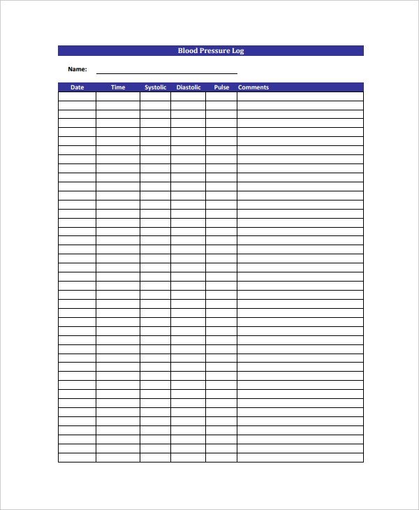 Printable Blood Pressure Log Blood Pressure Log Template – 10 Free Word Excel Pdf
