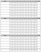 Printable Bowling Score Sheet Blank Bowling Score Cards