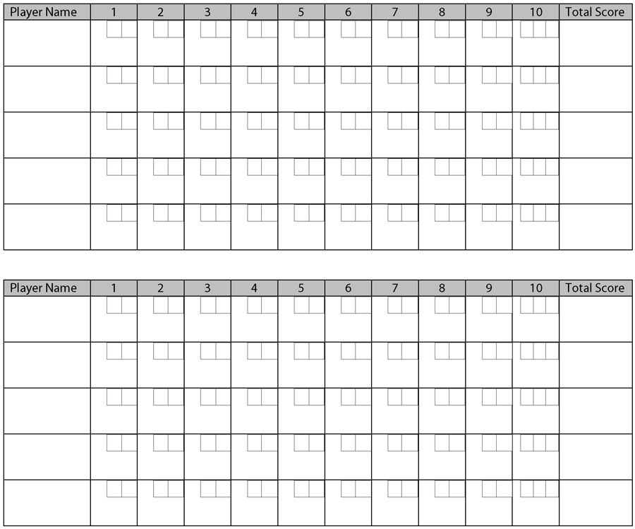 Printable Bowling Score Sheet Printable Bowling Score Sheets