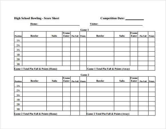 Printable Bowling Score Sheet Sample Bowling Score Sheet 10 Documents In Pdf Psd