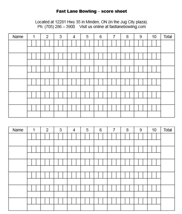 Printable Bowling Score Sheet Simple Printable Bowling Score Sheet with Pins Excel