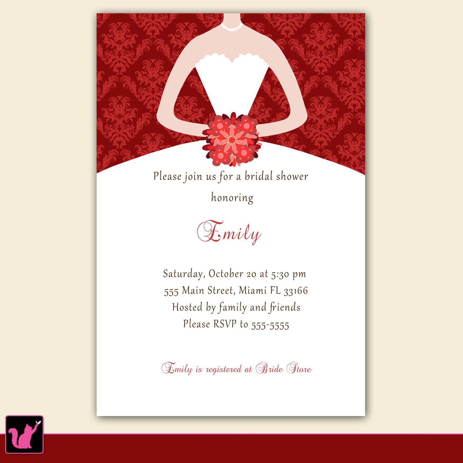 Printable Bridal Shower Card Printable Personalized Christmas Bridal Shower Invitation Card