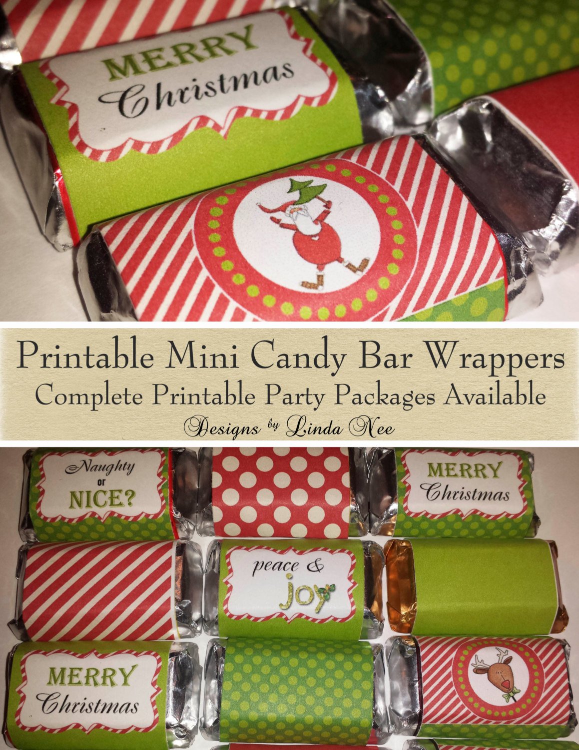Printable Candy Bar Wrappers Candy Bar Wrappers Santa Christmas Mini Hershey Bar Candy