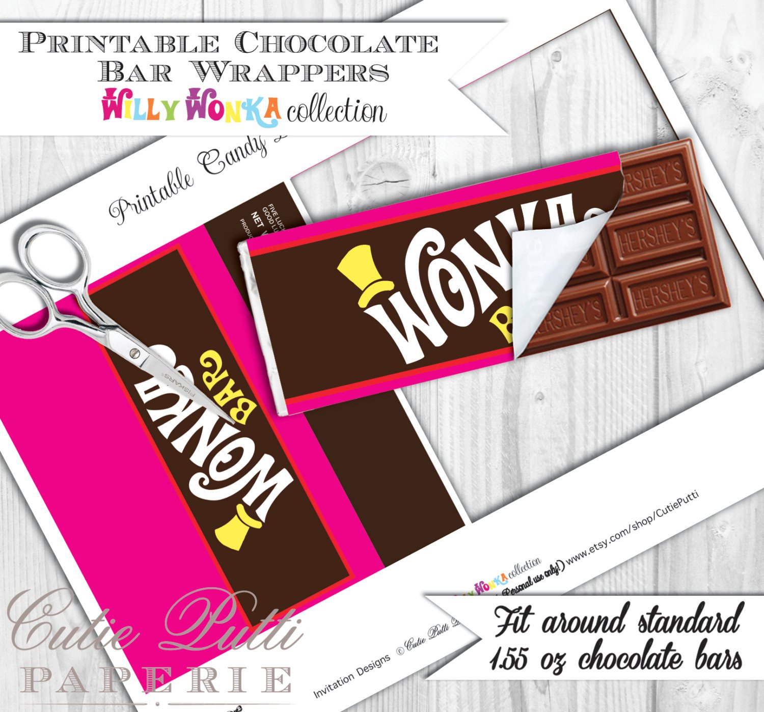 Printable Candy Bar Wrappers Willy Wonka Party Candy Party Printable Chocolate Bar