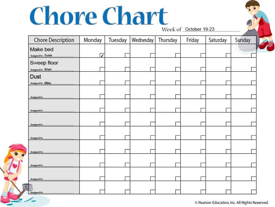 Printable Chore Chart Template 43 Free Chore Chart Templates for Kids Template Lab