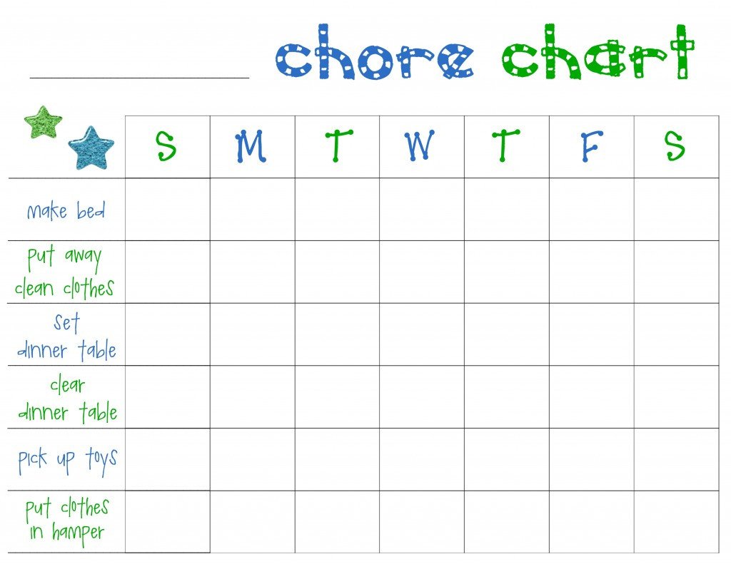 Printable Chore Chart Template Free Printable Chore Charts for toddlers Frugal Fanatic