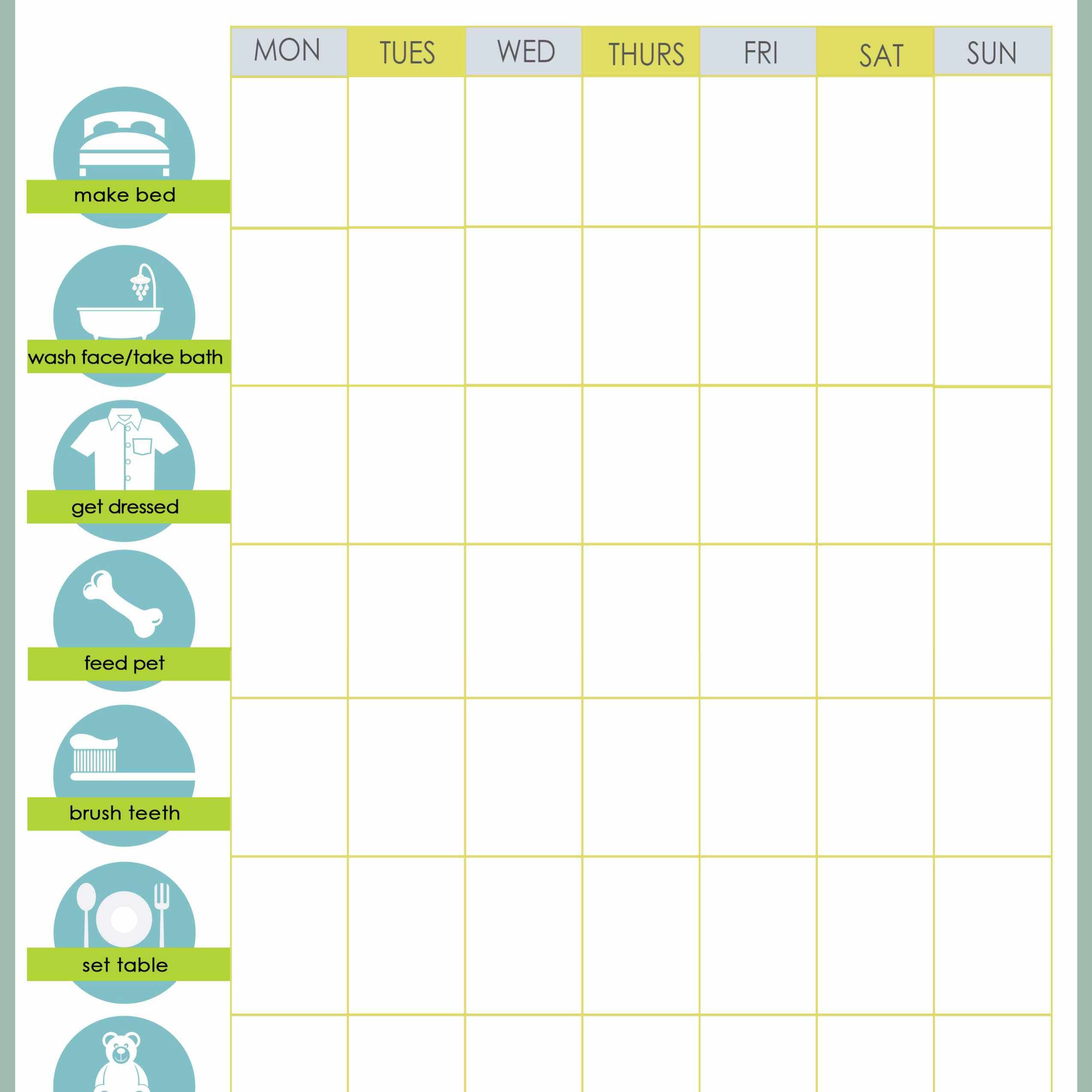 Printable Chore Chart Template Free Printable Weekly Chore Charts