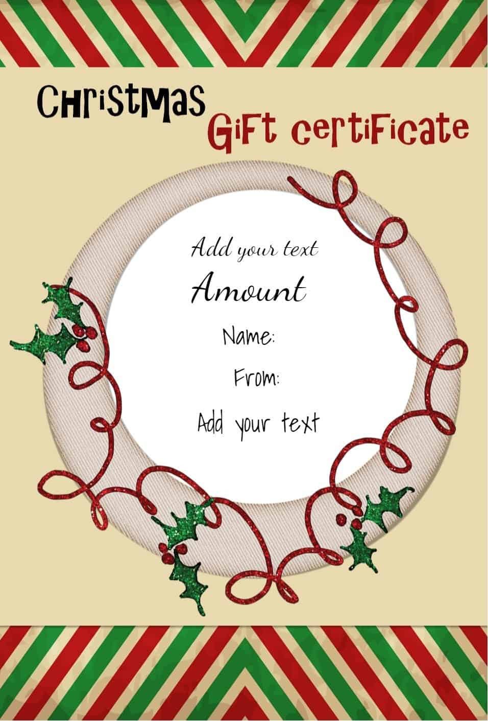 Printable Christmas Gift Certificates Free Christmas Gift Certificate Template